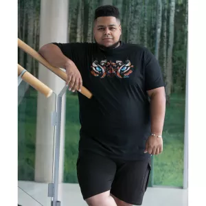 T-shirt noir manche courte 3XL à 8XL - tigre -4XL