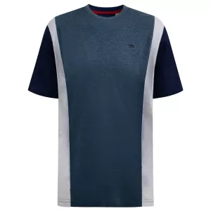 T-shirt bleu denim manche courte - coupé-cousu-4XL