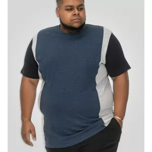 T-shirt bleu denim manche courte - coupé-cousu-5XL