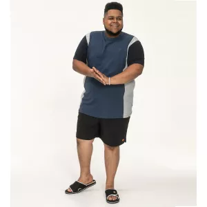 T-shirt bleu denim manche courte - coupé-cousu-8XL