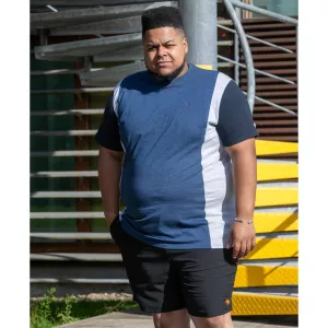 T-shirt bleu denim manche courte - coupé-cousu-7XL