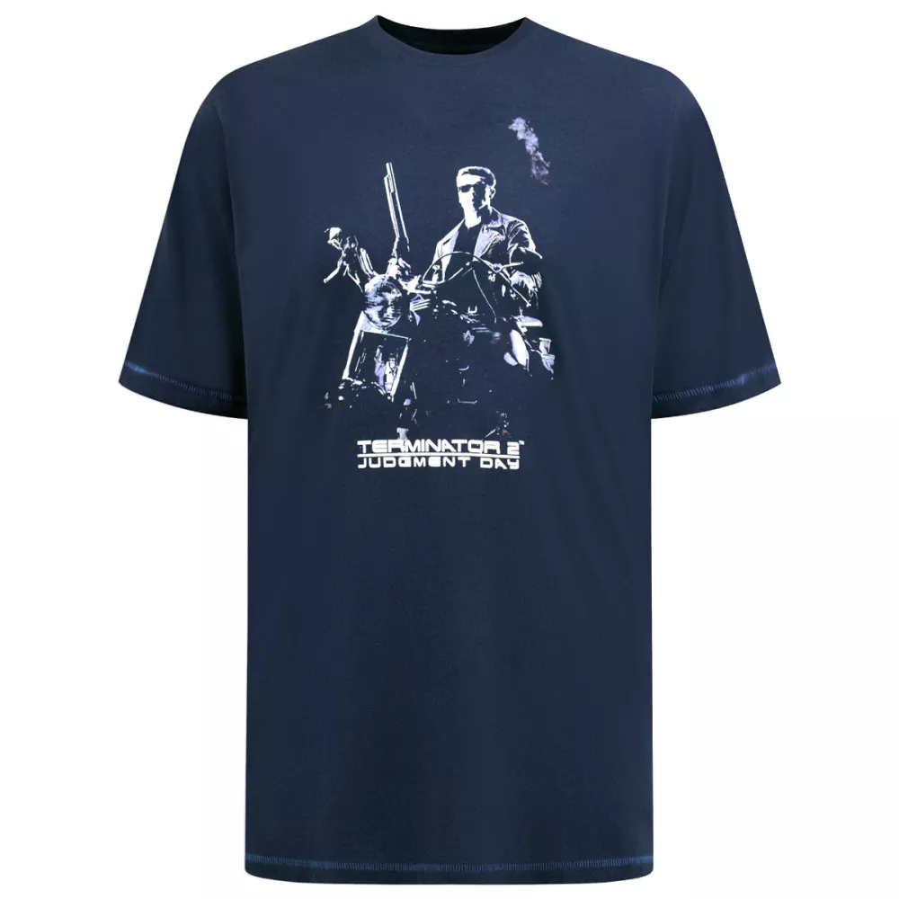 T-shirt bleu Foncé manche courte 3XL à 8XL - Terminator officiel-4XL