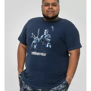T-shirt bleu Foncé manche courte 3XL à 8XL - Terminator officiel-4XL