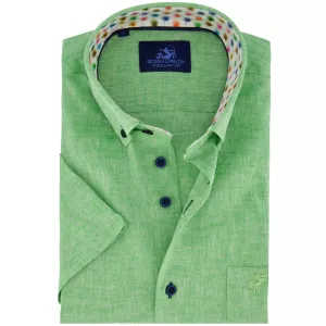 Chemise vert manche courte lin coton de 2XL à 6XL