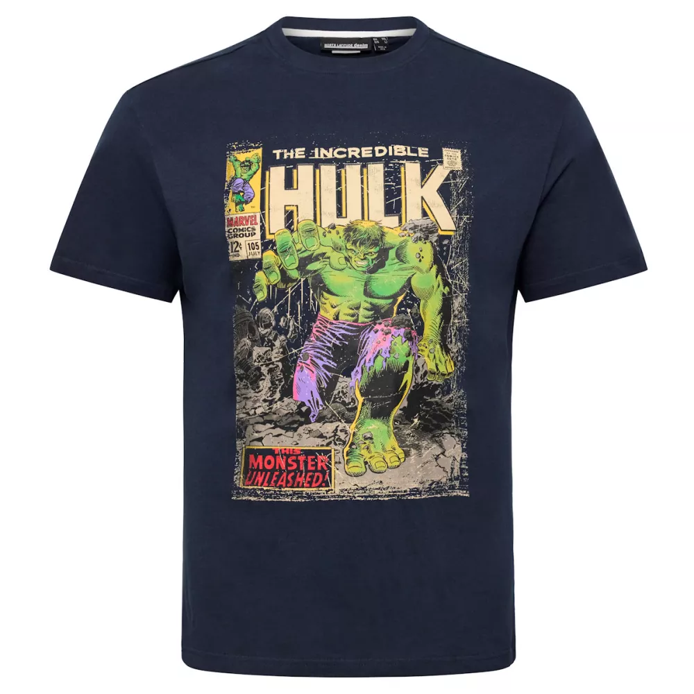 T-shirt manche courte bleu marine Marvel Hulk-4XL
