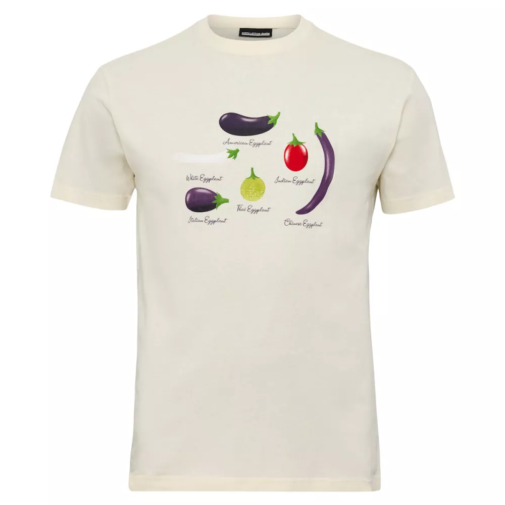 T-shirt blanc-cassé imprimé aubergines homme grande taille de 3XL à 10XL-6XL