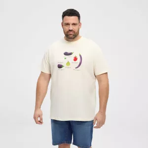 T-shirt blanc-cassé imprimé aubergines homme grande taille de 3XL à 10XL-6XL