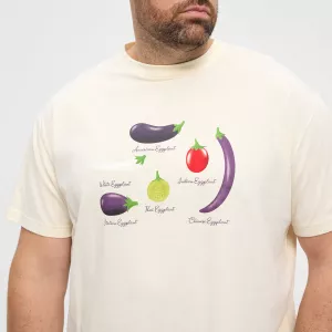 T-shirt blanc-cassé imprimé aubergines homme grande taille de 3XL à 10XL-10XL