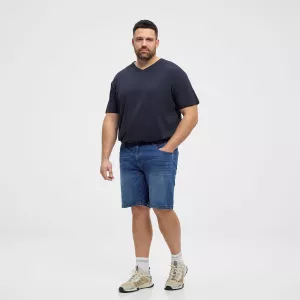 Shorts en jean bleu délavé grande taille homme-P58