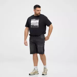 Shorts en jean noir délavé grande taille homme-P60