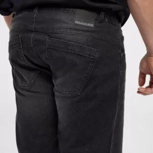 Shorts en jean noir délavé grande taille homme-P42