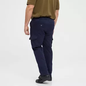 Pantalon cargo bleu nuit taille élastique-6XL