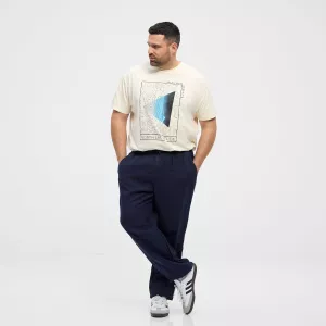 Pantalon lin bleu nuit taille élastique-3XL