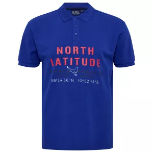 Polo bleu cobalt piqué brodé manche courte-7XL