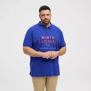 Polo bleu cobalt piqué brodé manche courte-7XL