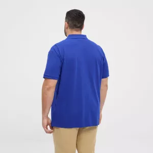 Polo bleu cobalt piqué brodé manche courte-7XL