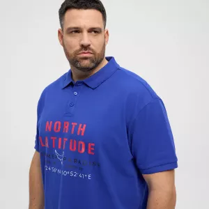 Polo bleu cobalt piqué brodé manche courte-7XL