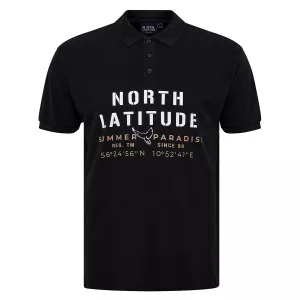 Polo noir piqué brodé manche courte