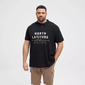 Polo noir piqué brodé manche courte-4XL
