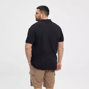Polo noir piqué brodé manche courte-4XL
