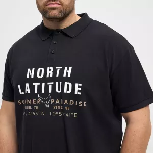 Polo noir piqué brodé manche courte-4XL