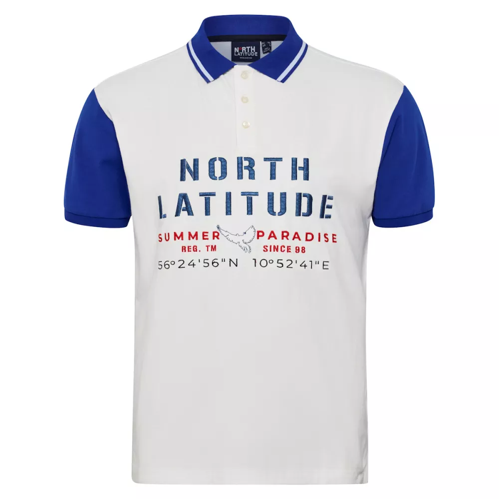 Polo blanc  brodé manches contrastées 3XL à 8XL-3XL