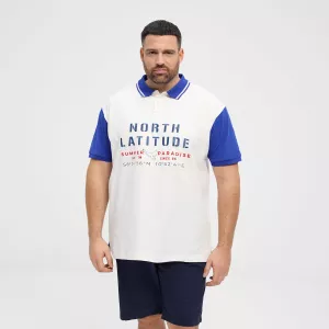 Polo blanc  brodé manches contrastées 3XL à 8XL-3XL