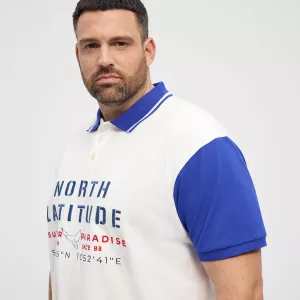 Polo blanc  brodé manches contrastées 3XL à 8XL-7XL