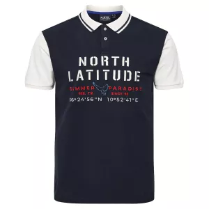 Polo bleu nuit brodé manches contrastées 3XL à 8XL