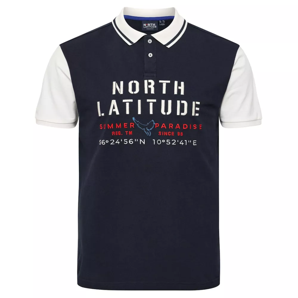 Polo bleu nuit  brodé manches contrastées 3XL à 8XL-4XL