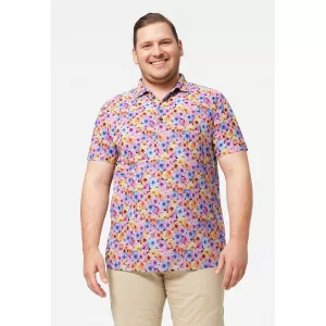 Polo fleurs multicolores Floral col chemise manche courte de 3XL à 6XL