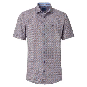 Chemise manche courte orange, rouge et bleu