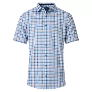 Chemise à carreaux blanc bleu manches courtes