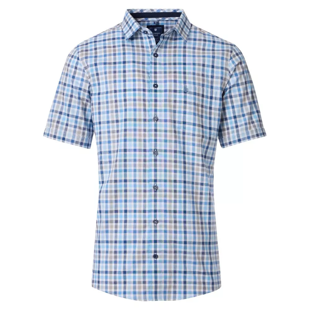 Chemise à carreaux blanc bleu manches courtes-4XL