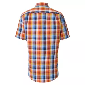 Chemise à carreaux marine, turquoise, orange manches courtes-6XL