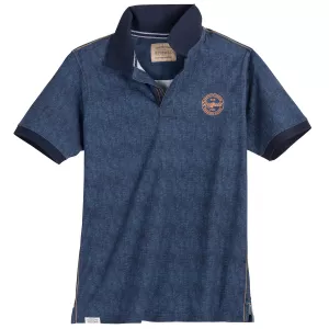 Polo bleu nuit effet denim avec logo chic-7XL