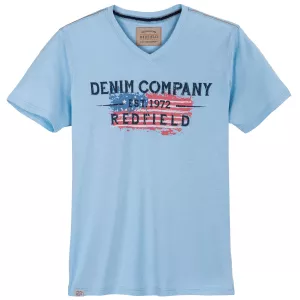 T-shirt col V bleu clair vintage drapeau US