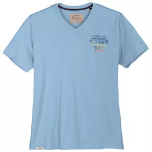 T-shirt bleu clair col V imprimé true denim