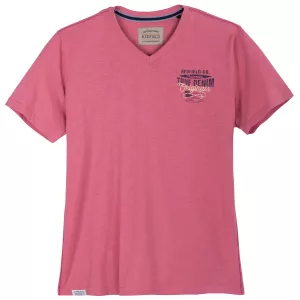 T-shirt rose foncé col V imprimé true denim