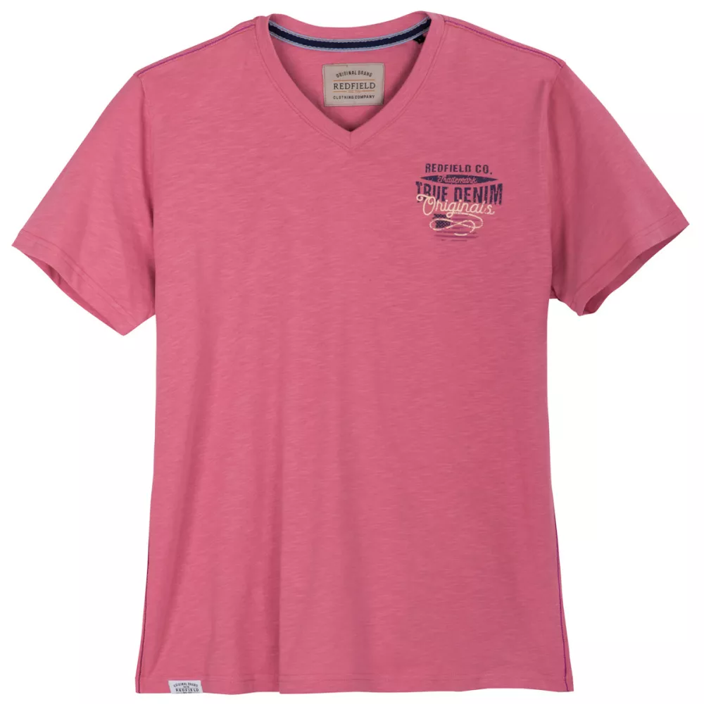 T-shirt rose foncé col V imprimé true denim-3XL