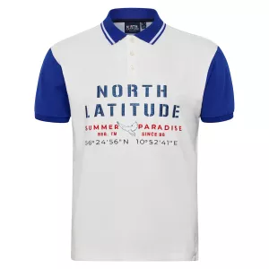 Polo blanc  brodé manches contrastées