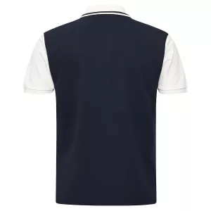 Polo bleu nuit  brodé manches contrastées-3XLT
