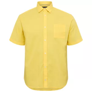 Chemise manche courte en coton lin Jaune clair