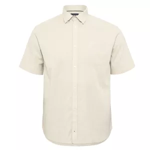 Chemise manche courte en coton lin blanc-cassé-5XLT