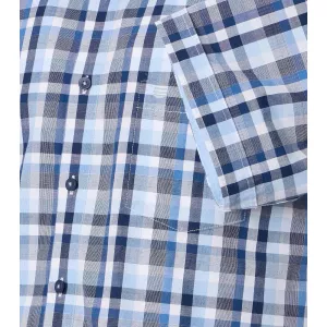 Chemise à carreaux marine bleu manches courtes-4XL