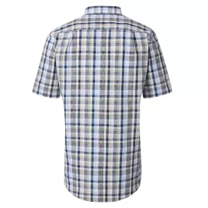 Chemise à carreaux marine bleu vert manches courtes-4XL
