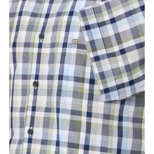 Chemise à carreaux marine bleu vert manches courtes-4XL