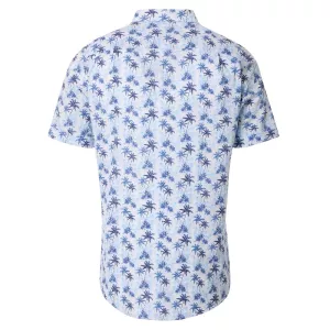 Chemise blanche avec palmiers bleue manches courtes-6XL