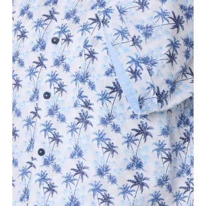 Chemise blanche avec palmiers bleue manches courtes-4XL