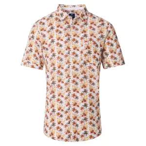 Chemise blanche avec palmiers orange manches courtes